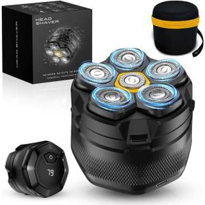 Head Shaver for Bald Men, 10000 RPM High-Speed 6D Magnetic Razor, IPX8 Waterproof Wet/Dry Shaving, Hypoallergenic Blades, LED Display & Storage Case