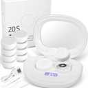 Ofone Contact Lens Cleaner, Ultrasonic Contact Lens Cleaning Machine with USB Charger, Timer Display and 5 Contact Solution Cases Kit Replacement for Soft Hard Colored RGP Lenses (White)