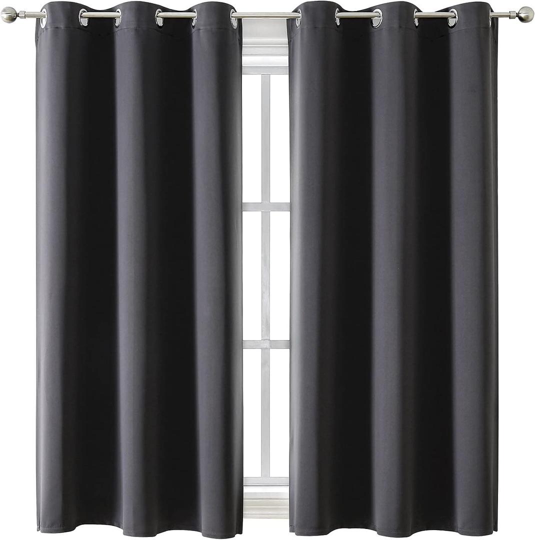 ChrisDowa Grommet Blackout Curtains for Bedroom and Living Room - 2 Panels Set Thermal Insulated Room Darkening Curtains (Dark Grey, 42 x 63 Inch) (42"W x 63"L (Pack of 2))