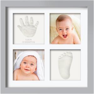 Baby Hand and Footprint Kit - Baby Footprint Kit, Clay Handprint Keepsake Frame, Nursery Picture Frame For Newborns, Personalized Gifts for Showers & Registry, Mother's Day Gifts (Cloud Gray)