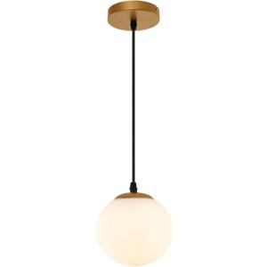 JAGORI Glass Pendant Light,Mid Century Modern Light Fixture,Hanging Lights for Kitchen Island,Bathroom, Bedroom,Hallway Foyer (Gold, 8 in)