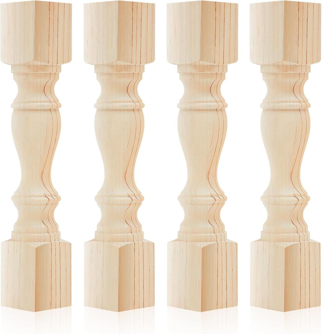 Threehoney 4 Pcs Farmhouse Table Legs, 29" x5'' Pine Dining Table Legs for Furniture Unfinished Wooden Furniture Dining Cottage Bench Coffee for DIY (Square)