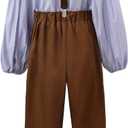 ReliBeauty Boys Pioneer Costume Kids Colonial Costume Boys with Hat Brown, 10/150