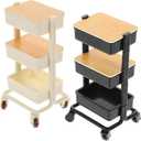 LUOZZY 2 PCS 1:12 Dollhouse Mini Shopping Cart 3 Tier Miniature Rolling Cart Storage Display Shelf with Wheels Dollhouse Furniture Accessory