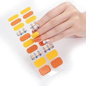 SemiCured Gel Nail Stickers Yellow, 20 Pieces, 3Minute Cure with UV Lamp, LongLasting & Reusable, Easy DIY Manicure