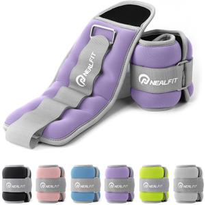 NEALFIT Ankle Weights for Men Women Kids, Leg Arm Wrist Weights with Adjustable Strap for Running, Gymnastics, Aerobics,Gym, Fitness 2LBx2