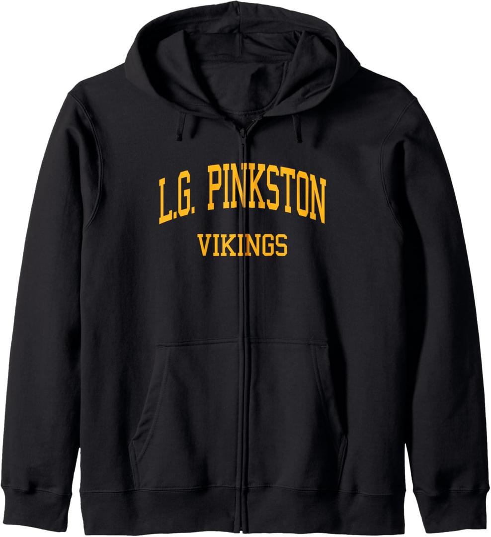 L.G. Pinkston High School HS Dallas TX Retro Sports Zip Hoodie, Medium 