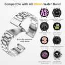 Lerobo Band Compatible with Samsung Watch 7 6 5 4 40mm 44mm Band/Galaxy Watch 4 6 Classic 42mm 46mm 43mm 47mm/Galaxy Watch 5 Pro 45m, 20mm Stainless Steel Metal Replacement for Men Women