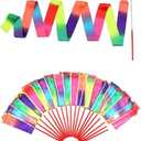 Dervea 20 Pack Ribbon Dancing Wands Party Favors for Kids, Rainbow Birthday Decorations, Princess Party Supplies, Girls Party Games, Gymnastics Goody Bag Stuffers (Rainbow)