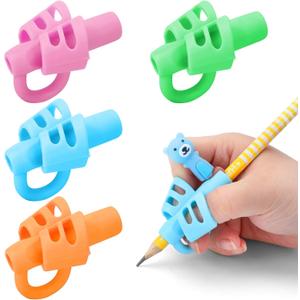 BUSHIBU Pencil Grips for Kids Handwriting, Toddler Pencil Grip, Pen Grips Trainer for Beginners Preschoolers Kindergarten Children (4 PCS)