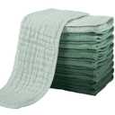 Yoofoss Muslin Burp Cloths for Baby 10 Pack 100% Organic Cotton Baby Washcloths for Boys Girls Large 20''X10'' Super Soft and Absorbent Gradient Green