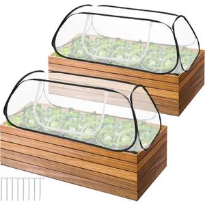 2 Pcs Pop Up Garden Rows Plant Cover, 46" x 22" x 16" Raised Garden Beds Vegetable Rows Plant Protector, Insect Bird Barrier Plant Net Cage with Stakes for Protecting Seedlings Fruits Vegetable Row