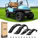 10L0L 4PCS Golf Cart Fender Flares for Yamaha G29, EZGO TXT/RXV, Club Car DS/Precedent - Heavy Duty ABS Plastic Mud Guards with Reflectors & Stainless Steel Hardware