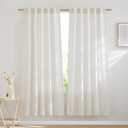 NICETOWN Natural Linen Curtains 70 inches Length, Rod Pocket & Back Tab Privacy with Light Filtering Drapes Flax Linen Blend Window Treatments for Farmhouse/Bedroom, 2 Panels, W37 x L70