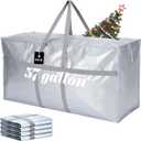 Windyun 4 Pack 57 Gallon Extra Large Storage Bags XXL Moving Bags with Zipper Handles Heavy Duty Jumbo Big Tote Box for Christmas Tree Storage 4, 5, 7.5, 9, 10, 12 ft Skeleton College Dorm(Silver)
