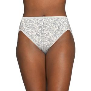 Vanity Fair Women's Illumination Hi Cut Panties, Silky Stretch & Satin Trim (10, Tranquil Lace Print)
