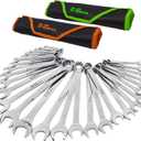 Combination Wrench Set,SAE & Metric,30-Piece, 1/4'' to 1'' & 8-22mm,CR-V Steel,with Rolling Pouch