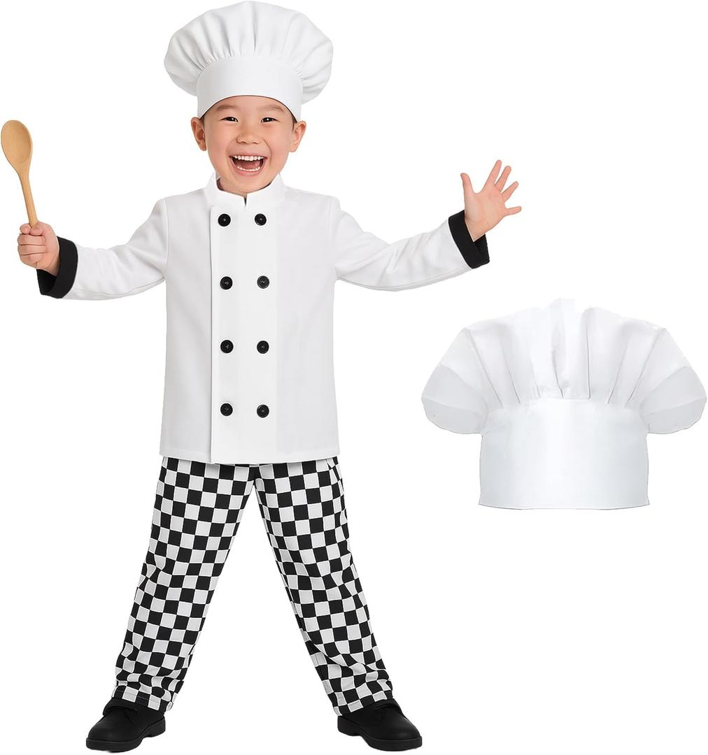fun shack Chef Costume Kids, Boys Chef Costume, Boys Halloween Costumes, Halloween Costumes for Kids (Medium, White)
