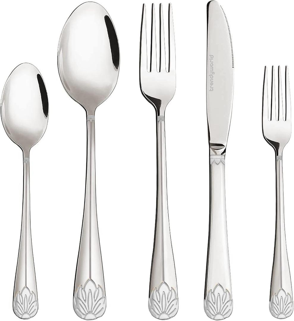 Silverware Set Limited Edition  30 Piece Family Dinnerware Set  Flatware Set for 6  Silver Tableware Set  Spoons, Knives, Teaspoons, Forks, Salad Forks