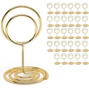 UMETDO 30PCS Table Number Holders Place Card Holder - Photo Holders for Tables, Cards Stand Name Menu Clips,Small Table Sign Holders for Wedding Anniversary Birthday Party (Gold)