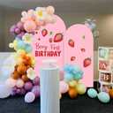 Set of 1 Arch Backdrop Cover 7.2FT, 6FT Pink and Berry First Birthday Decal Sign - Adjustable Round Top Chiara Backdrop Stand Covers for Wedding Birthday Party Baby Shower Banquet Decoration