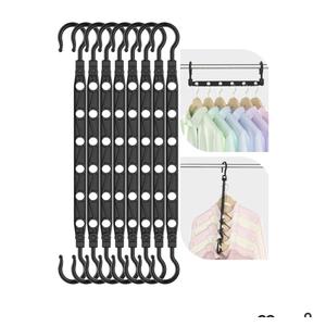 Space Saving Hangers, 8-Pack Reinforced Collapsible Hangers with 360° Swivel Hook, Hanger Hooks Space Saver for Closet Organizers and Storage, Dorm Room Essentials, Fully Assembled, Black