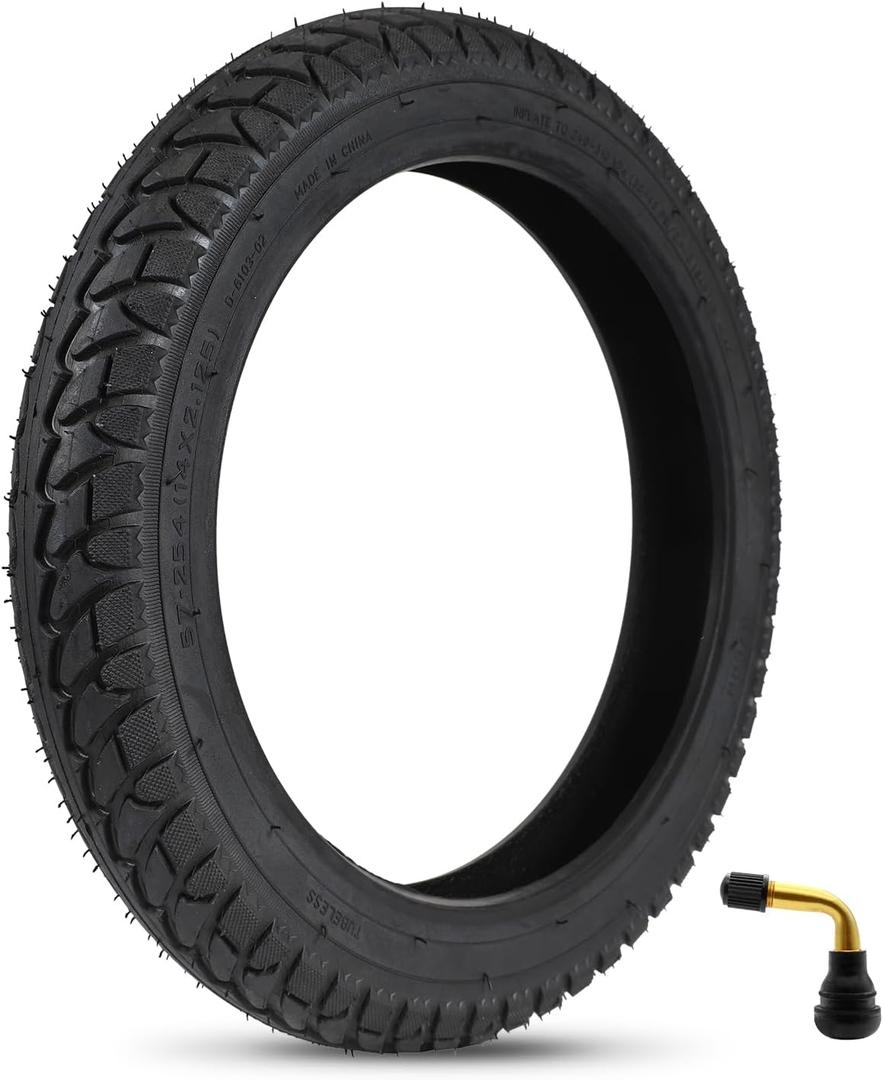 14 x 2.125 Tubeless Electric Bike Tire,14x2.125/57-254 E-Bike Tire with PVR60 Valve for 14 Inch Electric Folding Bikes,Electric Bicycles and E-Scooters