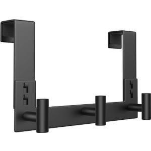 WUIVIUT Over The Door Hooks, Coat Rack Over The Door Heavy Duty Towel Rack Clothes Hanger for Bathroom liveroom Kitchen (3 Hook, Fits 1-3/4'' Thick)