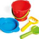 Hape Beach Basics Sand Toy Set Including Bucket Sifter, Rake, and Shovel Toys| Sand Toy Playset for Toddlers 18M+