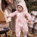 Unnivoll Baby Winter Clothes Cotton Baby Snowsuit for Boys Girls Long Sleeve Onesie Hooded Romper Newborn Jumpsuit Outfits (Pink)