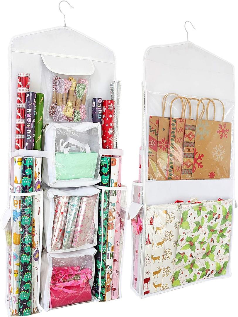 SumDirect Double-Sided Gift Wrap Organizer - White Hanging