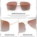 FEISEDY Vintage Polarized Aviator Sunglasses Men Women Classic American Gradient Lens UV400 Protection B0273 (Gold Framed and Gradient Brown Lens)