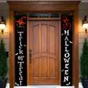 Halloween Door Banners 2pcs Trick or Treat and Halloween Sign 12x71 Inch Skeleton Witch Porch Banner Hallo ween Decorations Outdoor Front Door Entryway Hanging Gothic Decor