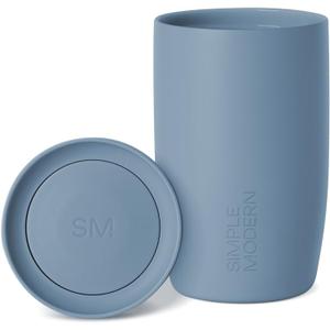 Simple Modern Travel Coffee Mug Tumbler with 360 Lid | Ceramic-Lined Insulated Stainless Steel Cold Brew Iced Coffee Cup | Gifts for Women Men Her Him | Voyager Signature | 12oz | Blue Dune