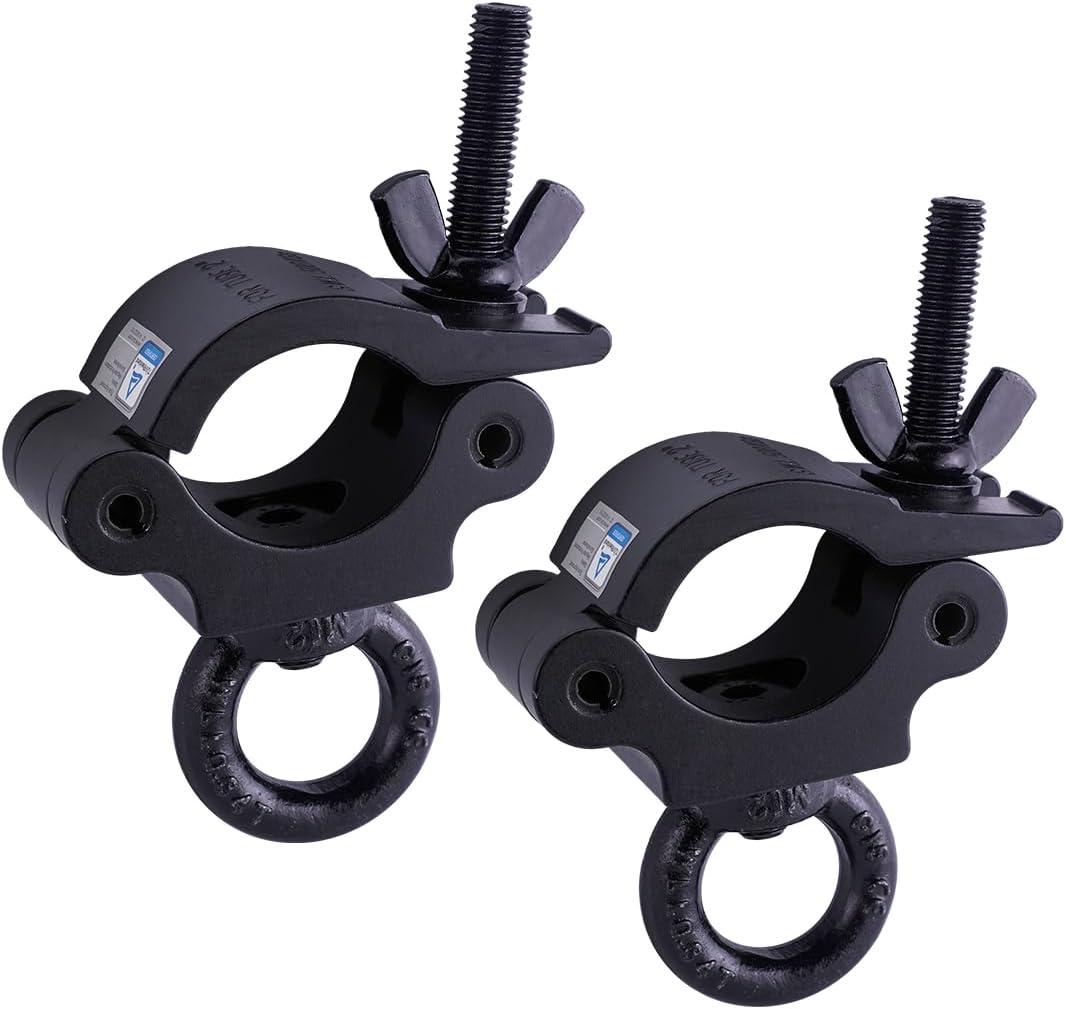Sarknoah.Black 2" Wide Heavy Duty Truss Clamp With Eye Bolt Ring Fit Tube For (1.5-2)" /(38-52) mm Truss .Half Coupler Truss Eye Clamps For Speakers LED Video Wall LED Screen Display