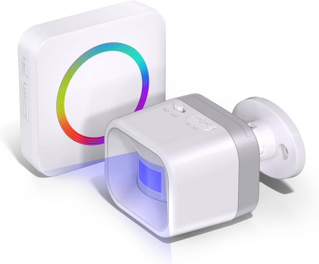 Wireless Driveway Alarm - Motion Sensor Door Chime Motion Detector 58 Melodies & 500FT Range, Business Entry Alert, Elderly Care Monitor