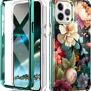 Cute Flower Case for iPhone 12 Pro Max 6.7 inch Built with Screen Protector, Lightweight and Stylish Full Body Shockproof Protective Rugged TPU Case for Women/Girls