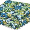 Outdoor Seat Cushions 19 x 19 x 3 Inch, Water Repellent Patio Chair Foam Cushions with Straps, Outdoor Cushions for Patio Furniture Garden Sofa, Set of 2, Flower Child