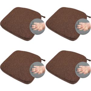 Chair Cushion with Ties for Kitchen Chair - Thick Memory Foam Indoor Seat pad,Dining Room Cushion with Machine Washable Cover [15 X 15 X 2 Inches] - (Dark Brown,4)