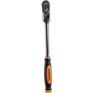 toolant 3/8" Drive Flex Head Ratchet Wrenches with Orange Rubber Handle, 90 Tooth Compact Flex Head Socket Ratchet Wrench, 12 Inch Length