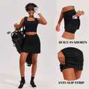 Ekouaer 16 Golf Skorts for Woman with Inner Pockets Silicone Grippers Tennis Skirt Quick Dry Athletic Pickleball Skort (Black, S)