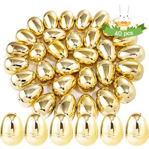 Supernal 40pcs Golden Easter Egg 3.1"Large Golden Metallic Easter Eggs Great For Easter Theme Party Favor Easter Eggs Hunt,Easter Eggs Bulk,Easter Eggs For Candy Treats(Gold)