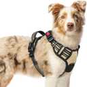 rabbitgoo Dog Harness Medium Sized, No Pull Pet Harness with 3 Buckles, Adjustable Soft Padded Vest with Control Handle, Walking Reflective Pet Vest for Medium Dogs, Beige, M