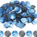uxcell 150Pcs 15mm Flat Round Shell Coin Beads, Colorful Drop Charm Beads, Shell Discs Charm with Hole for DIY Craft Bracelet Necklace Jewelry Making, Blue