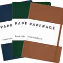 PAPERAGE Lined Journal Notebook, 3 Pack, (Cognac, Dark Green, Navy), 160 Pages, Medium 5.6 in x 8 in - 100 GSM Thick Paper Hardcover Journaling Notebook for Work, School & Note Taking