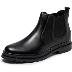 OKKO Mens Chelsea Dress Boots, Genuine Leather Classic Comfortable Casual Slip On Ankle Boot for Men (10.5, Black(002)