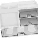 TEHAUX Desktop Drawer Organizer Box Versatile Storage for Office Files Home Use Compact Easy Assembly Stylish Transparent Design