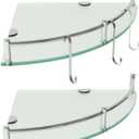 HouseMila Glass Shower Shelves, 2 Tier Tempered Glass Corner Shelf Shower Organizer with Extra 3 Hangers Shower Shelves for Inside Shower