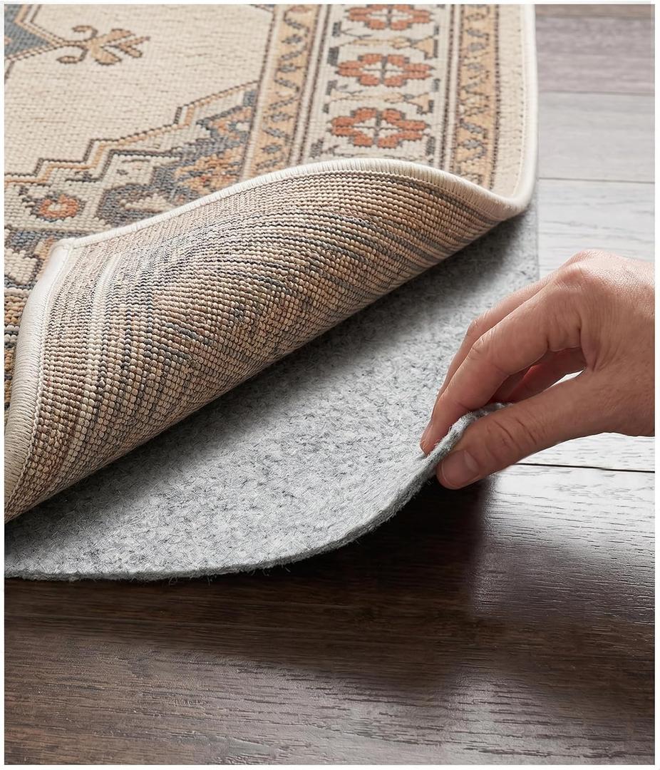 Felt Rug Pad 9x12-1/4 Inch Thick Cushion for 9' x 12' Carpet Mat Liner, Protection Cushioning for Hardwood Tile Floors Protective Comfort Insulation Underlay Keeps Area Rugs Softly Securely in Place