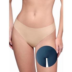 LUCKMEEY Cotton Thongs for Women Seamless Thongs for Women No Show Thong Panty Liners Workout G-String Thongs Underwear (Small, Oatmilk Skin)